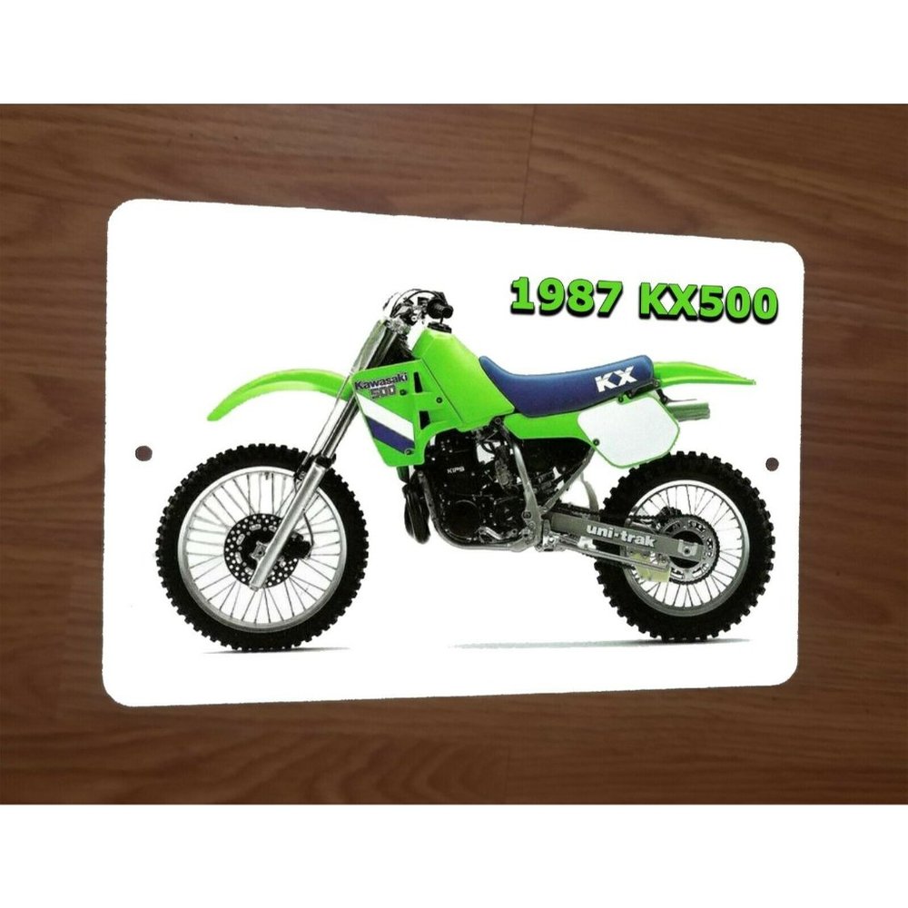 1987 Kawasaki KX500 Motocross Motorcycle Dirt Bike Photo 8x12 Metal Wall Sign